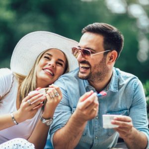 Young happy couple outdoors